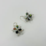 Mia Earrings in Matte White and Silver