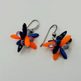 Mia Earrings in Neon Orange and Navy Blue