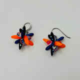 Mia Earrings in Neon Orange and Navy Blue