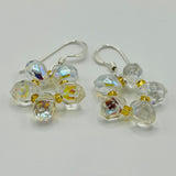 Daisy Earrings in Crystal and Gold - Sterling Silver