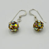 Penelope Earrings with Preciosa Rhinestone Ball in Crystal and Gold - Sterling Silver