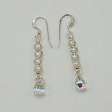 Penelope Earrings with Smaller Crystal and Gold Accent - Sterling Silver