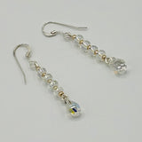 Penelope Earrings with Smaller Crystal and Gold Accent - Sterling Silver