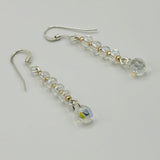 Penelope Earrings with Smaller Crystal and Gold Accent - Sterling Silver