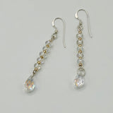 Penelope Earrings with Larger Crystal and Gold Accent - Sterling Silver