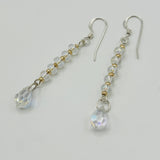 Penelope Earrings with Larger Crystal and Gold Accent - Sterling Silver
