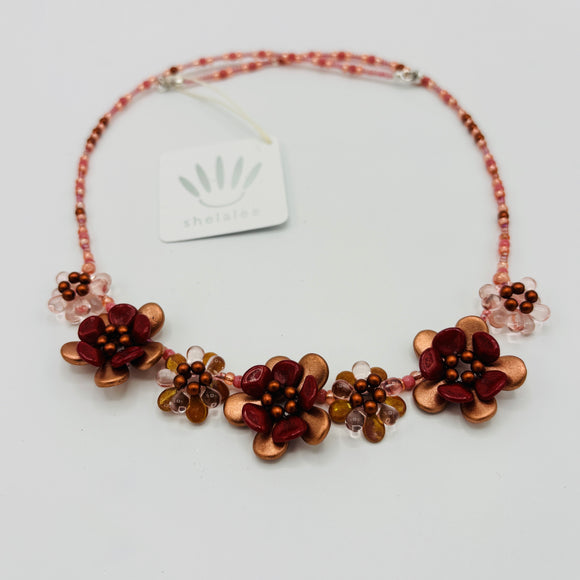 Anna Luxe Necklace in Maroon and Rose Gold