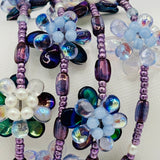 Dahlia Maxi Bracelet In Shades of Deep Purple, Light Blue, and Pearl
