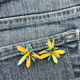 Laura Earrings in Emerald Green and Matte Gold