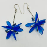 Laura Earrings in Matte Blue with Silver Accents