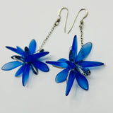 Laura Earrings in Matte Blue with Silver Accents