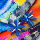 Laura Earrings in Matte Blue with Silver Accents