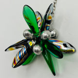 Laura Earrings in Green, Metallic Black and Silver