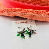 Laura Earrings in Green, Metallic Black and Silver