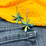 Eileen Earrings in Turquoise, Shiny Blue and Golden