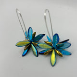 Eileen Earrings in Turquoise, Shiny Blue and Golden