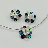 Annette Necklace Single Flower in Deep Purple with Pearl Center