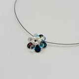 Annette Necklace Single Flower in Deep Purple with Pearl Center