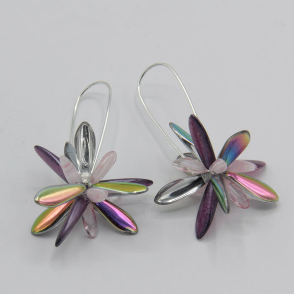 Eileen Earrings in Pink, Purple and Shiny Multicolor