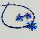 Elizabeth Beaded Necklace in Royal Blue with light Pink Center