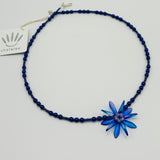 Elizabeth Beaded Necklace in Royal Blue with light Pink Center