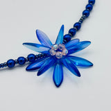 Elizabeth Beaded Necklace in Royal Blue with light Pink Center