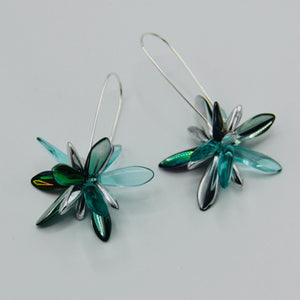 Eileen Earrings in Turquoise and Shiny Multicolor with Silver Accent