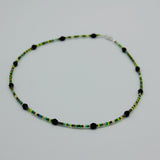 Kylie Necklace in Multicolor Green with Matte Black Bicone Beads