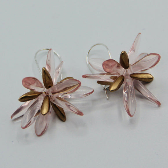 Eileen Earrings in Translucent Pink and Gold