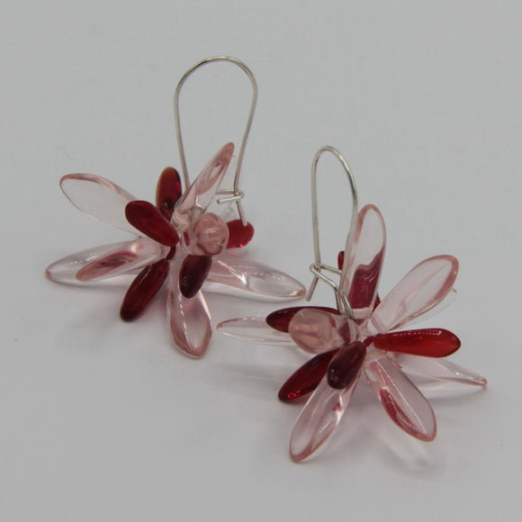 Eileen Earrings in Transparent Pink with Red Accent