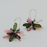 Eileen Earrings in Pink and Stone Green with Dark Accents