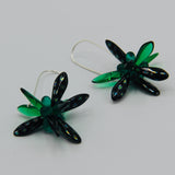 Eileen Earrings in Black and Emerald Green