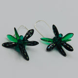 Eileen Earrings in Black and Emerald Green