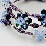 Dahlia Maxi Bracelet In Shades of Deep Purple, Light Blue, and Lavender