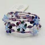 Dahlia Maxi Bracelet In Shades of Deep Purple, Light Blue, and Lavender