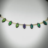 Reversible Rebecca Beaded Necklace in Navy Blue Iris and Gold