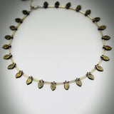 Reversible Rebecca Beaded Necklace in Navy Blue Iris and Gold