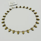 Reversible Rebecca Beaded Necklace in Navy Blue Iris and Gold