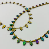 Reversible Rebecca Beaded Necklace in Navy Blue Iris and Gold