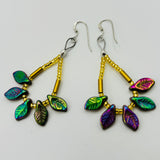 Amanda Leaf Earrings in Iris Glow - Sterling Silver