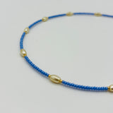 Kylie Necklace in Royal Blue with Creme Pearl Ovals and Gold Accent