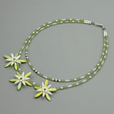 Anna Layered Necklace in Lime Green with Tiny Pearl Beads