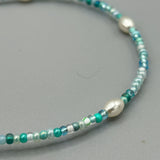 Kylie Necklace in Turquoise with Oval Pearl Beads