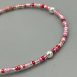 Kylie Necklace in Pink with Round Pearl Beads