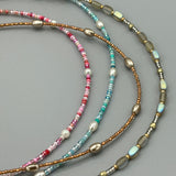 Kylie Necklace in Turquoise with Oval Pearl Beads