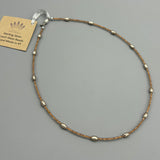 Kylie Necklace in Cooper Brown with Oval Pearl Beads