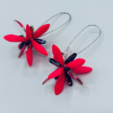 Eileen Earrings in Neon Pink with Metallic Rainbow Accent