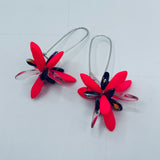 Eileen Earrings in Neon Pink with Metallic Rainbow Accent