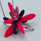 Eileen Earrings in Neon Pink with Metallic Rainbow Accent