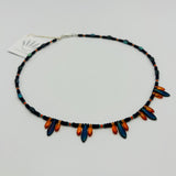 Rebecca Beaded Necklace in Navy Blue and Soft Orange